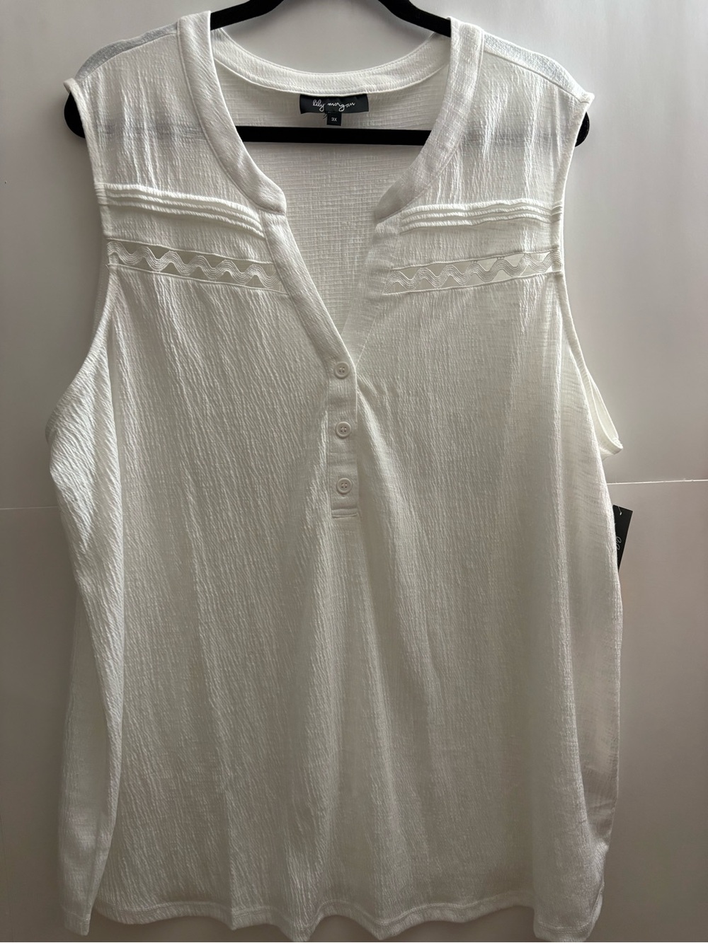 4 for $25 🤍 Lily Morgan White Textured Sleeveless Blouse – Size 3X – NWT